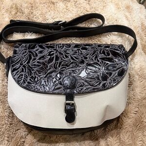 Patricia Nash Black and White Embossed Crossbody Bag